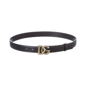 Dolce & Gabbana Dg Logo Leather Belt, Black